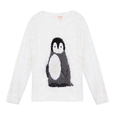 bluezoo Girls' white penguin jumper